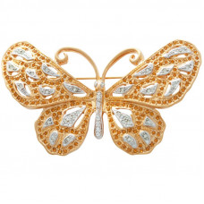JB111   Gold Plated Metal Alloy and Swarovski Crystal Butterfly Brooch Jewelari of London