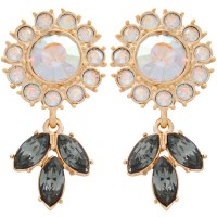 ANC10   Gold Plated Metal Alloy And Swarovski Crystal Floral Earrings Jewelari Of London