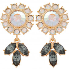 ANC10   Gold Plated Metal Alloy And Swarovski Crystal Floral Earrings Jewelari Of London