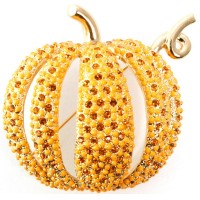 JB122   Gold Plated Pumpkin Brooch Jewelari of London