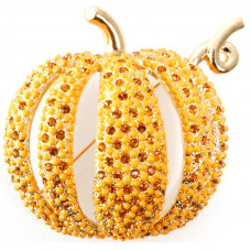 JB122   Gold Plated Pumpkin Brooch Jewelari of London