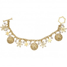 JBT25   Gold Plated Snowflake Charm Bracelet Jewelari Of London