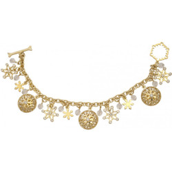 Christmas Snowflake Bracelet Gold Plated Metal Alloy Set With Sparkling Austrian Crystals