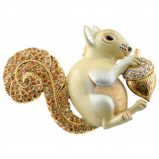 JB121   Gold Plated Squirrel Brooch Jewelari of London