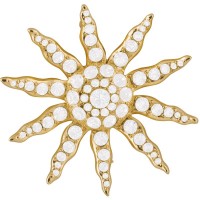 JB118   Gold Plated Victorian Sun Brooch With Swarovski Crystals Jewelari of London