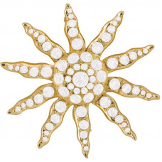 JB118   Gold Plated Victorian Sun Brooch With Swarovski Crystals Jewelari of London