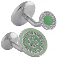 JCU8   Rhodium Plated And Crystal Circle Cufflinks Jewelari Of London