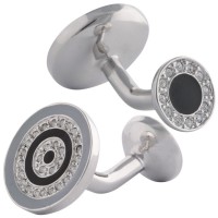 JCU7   Rhodium Plated And Crystal Cufflinks Jewelari Of London