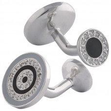 JCU7   Rhodium Plated And Crystal Cufflinks Jewelari Of London