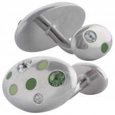 JCU14   Rhodium Plated And Crystal Oval Cufflinks Jewelari Of London