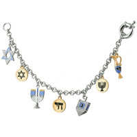 JBT2   Rhodium Plated Chanukah Charm Bracelet Jewelari Of London