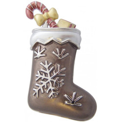 Christmas Stocking Pin Brooch Rhodium Plated Metal Alloy Set With Enamel
