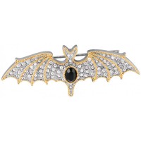 JB177   Rhodium Plated Crystal Bat Brooch Jewelari of London