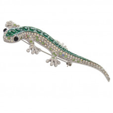 ADC6   Rhodium Plated Crystal Lizard Brooch Jewelari Of London