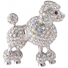 ADC8   Rhodium Plated Crystal Poodle Brooch Jewelari Of London