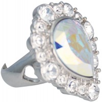 ENC7   Rhodium Plated Edwardian Style Ring With Swarovski Crystals Jewelari of London