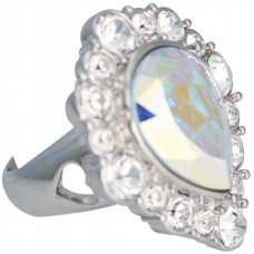 ENC7   Rhodium Plated Edwardian Style Ring With Swarovski Crystals Jewelari of London
