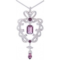 EC3   Rhodium Plated Elizabethan Style Crystal Necklace Jewelari of London