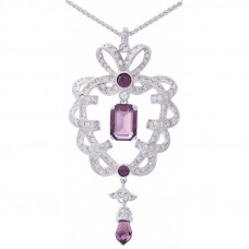 EC3   Rhodium Plated Elizabethan Style Crystal Necklace Jewelari of London
