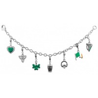 JBT13   Rhodium Plated Emerald Isles Charm Bracelet Jewelari Of London