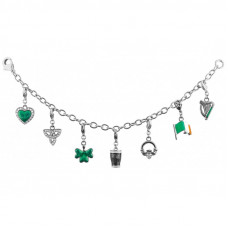 JBT13   Rhodium Plated Emerald Isles Charm Bracelet Jewelari Of London