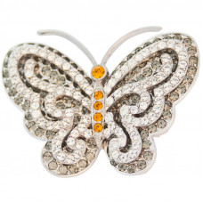 JB113   Rhodium Plated Jewelled Butterfly Brooch Jewelari of London