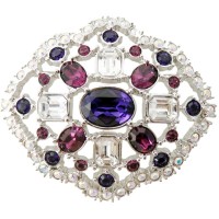 JB123   Rhodium Plated Metal Alloy And Swarovski Crystal Cluster Brooch Jewelari of London