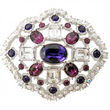 JB123   Rhodium Plated Metal Alloy And Swarovski Crystal Cluster Brooch Jewelari of London