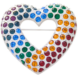 JB182   Rhodium Plated Metal Alloy And Swarovski Crystal Heart Brooch Jewelari of London