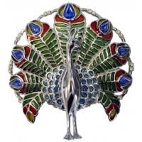 JB174   Rhodium Plated Peacock Brooch Jewelari of London