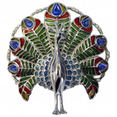 JB174   Rhodium Plated Peacock Brooch Jewelari of London