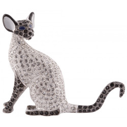 Siamese Cat Pin Brooch Art Deco Style Rhodium Plated Metal Alloy Set With Enamel and Sparkling Austrian Crystals Siamese Cat Pin Brooch Art Deco Style Rhodium Plated Metal Alloy Set With Enamel and Sparkling Austrian Crystals