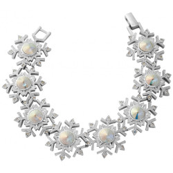 Christmas Snowflake Bracelet Rhodium Plated Metal Alloy Set With Sparkling Austrian Crystals