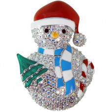 JB154   Rhodium Plated Snowman Brooch Jewelari of London