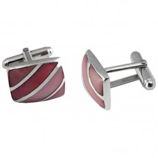 CU382 Ari D Norman Sterling Silver and Pink Shell Striped Cufflinks