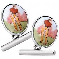 CU393 Ari D Norman Sterling Silver Enamel Golfer Cufflinks