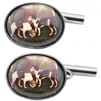 CU459 Ari D Norman Sterling Silver Enamel Gun Dog Cufflinks