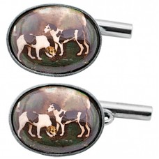 CU459 Ari D Norman Sterling Silver Enamel Gun Dog Cufflinks