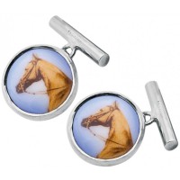 CU458 Ari D Norman Sterling Silver Enamel Horse Cufflinks