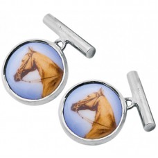 CU458 Ari D Norman Sterling Silver Enamel Horse Cufflinks