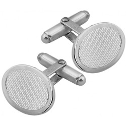 Engine Turned Oval Torpedo Cufflinks 925 Sterling Silver English Hallmarks