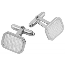 Engine Turned Rectangle Torpedo Cufflinks 925 Sterling Silver English Hallmarks