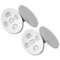 CU411 Ari D Norman Sterling Silver Feature Hallmark Oval Cufflinks