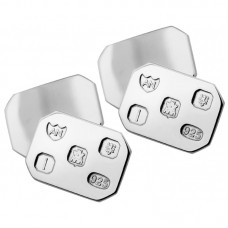 CU410 Sterling Silver Feature Hallmark Rectangular Cufflinks