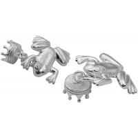 CU504 Ari D Norman Sterling Silver Frog and Crown Cufflinks