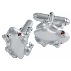 Frog Torpedo Cufflinks 925 Sterling Silver English Hallmarks Set With Garnet