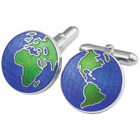 CU510 Ari D Norman Sterling Silver Globe Cufflinks