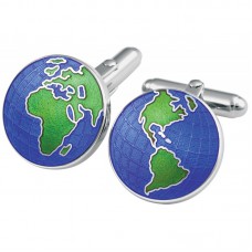 CU510 Ari D Norman Sterling Silver Globe Cufflinks