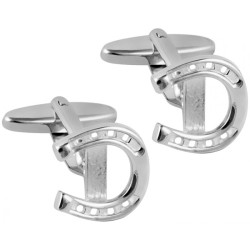 Lucky Horseshoe Torpedo Cufflinks 925 Sterling Silver English Hallmarks