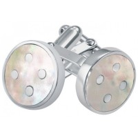 CU580 Ari D Norman Sterling Silver Mother of Pearl Button Design Cufflinks